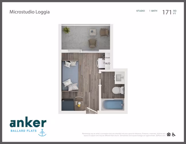 Microstudio with Loggia 502-F floor plan